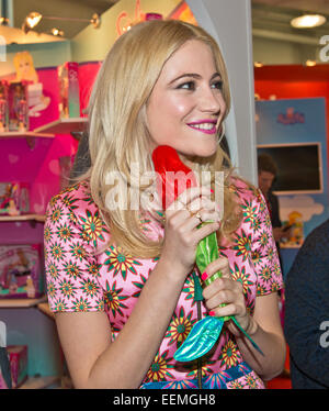 London, UK. 20th Jan, 2015. Pixie Lott makes an appearance at the Steffi Love Brand Booth during the opening day of the Toy Fair London at Olympia. Credit:  charlie bryan/Alamy Live News Stock Photo