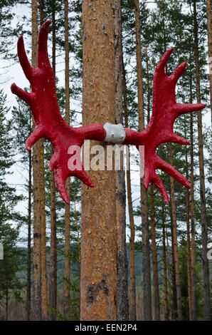 Moose warning sign in Norway Stock Photo