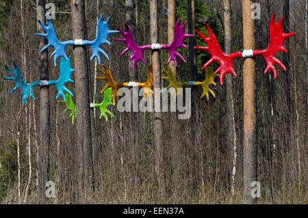 Moose warning signs in Norway Stock Photo