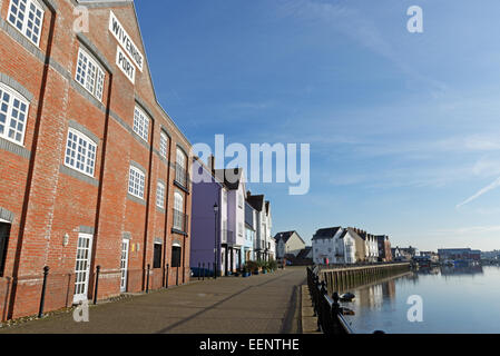 Riverside houses in Wivenhoe,Essex,UK on a winter's morning Stock Photo