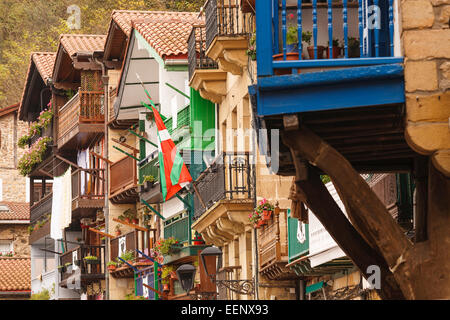 Balcony. Pasaia. Pasajes de San Juan. Guipuzcoa. Basque country. Spain. Europe Stock Photo