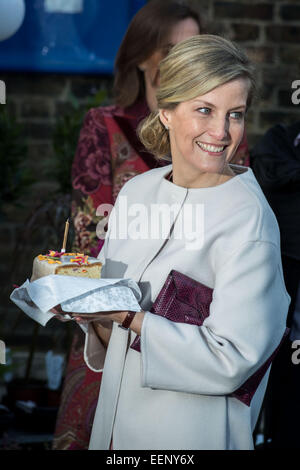 London, UK. 20th Jan, 2015. The Earl and Countess of Wessex attend an engagement in support of The Queen's Diamond Jubilee Trust and Tomorrow's People charity on The Countess' 50th birthday at St. Anselm's Church, Kennington. Credit: Guy Corbishley/Alamy Live News Stock Photo