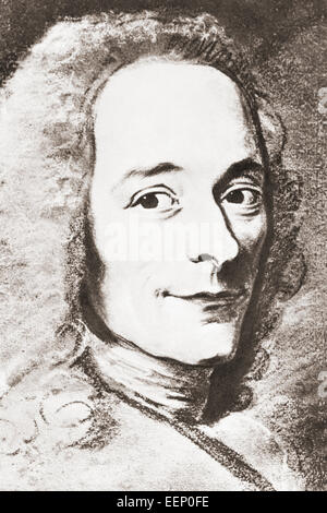 François-Marie Arouet, 1694 –1778 aka by his nom de plume Voltaire.  French Enlightenment writer, historian and philosopher. Stock Photo