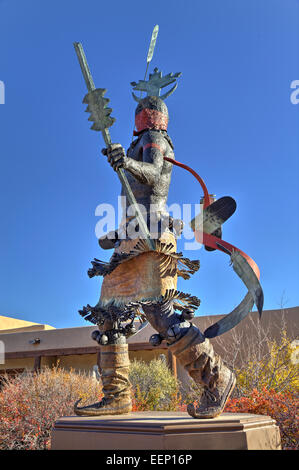 Statue, Apache Mountain Spirit Dancer (by Craig Dan Goseyun), Museum Hill, Santa Fe, New Mexico, USA Stock Photo