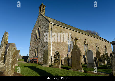 Aberlemno Church, Angus, where an 8th century Pictish stone 'Aberlemno Cross Slab' is located. Stock Photo