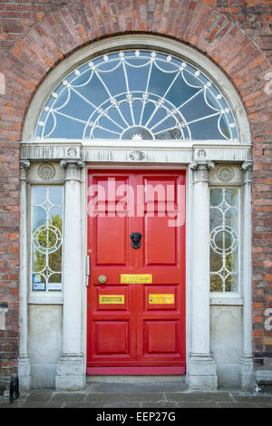Colorful front door to home in Merrion Square, Dublin, Eire, Ireland