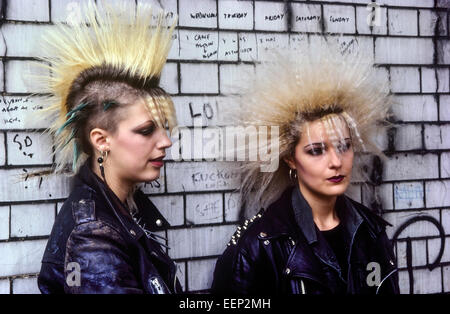 A couple of female punks (Jackie & Renata). London. Circa 1980's Stock Photo