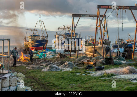 Bonfire on The Stade fishing beach. Hastings. East Sussex. England Stock Photo