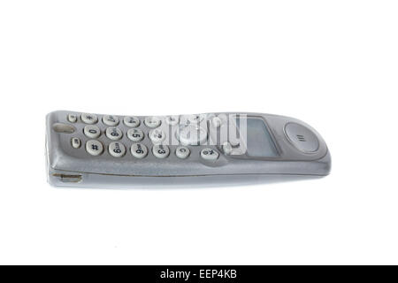 cordless gray dect landline phone isolated on white bright background Stock Photo