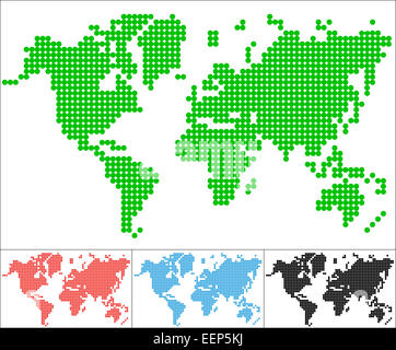World map of blue round dots Stock Photo - Alamy