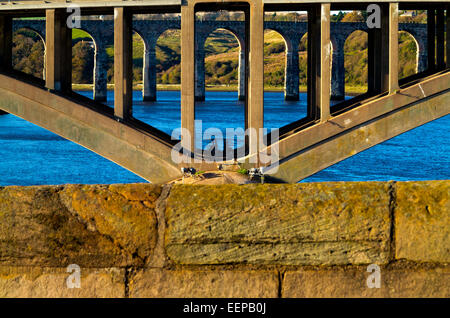 The Royal Tweed Bridge in Berwick Upon Tweed Northumberland England UK built 1928 and carried the old A1 road through the town Stock Photo