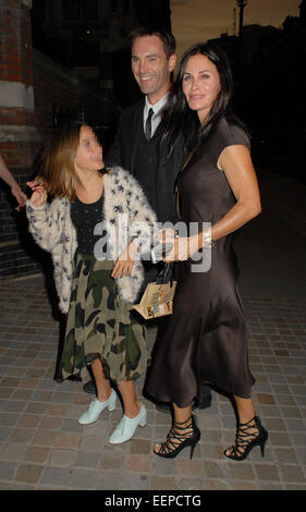 Celebrities at Chiltern Firehouse in Marylebone  Featuring: Courteney Cox, Coco Arquette, Johnny McDaid Where: London, United Kingdom When: 18 Jul 2014 Stock Photo