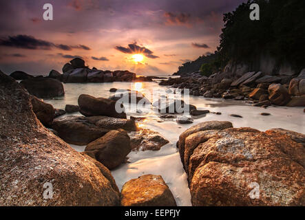 Golden Hour Pangkor Island Tourist Attraction in Malaysia Stock Photo