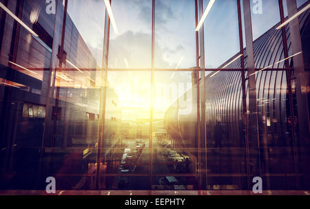 Vintage filtered picture of airport, transportation and business travel concept. Stock Photo