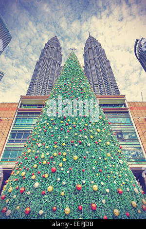 Vintage styled Christmas tree in Kuala Lumpur, Malaysia. Stock Photo