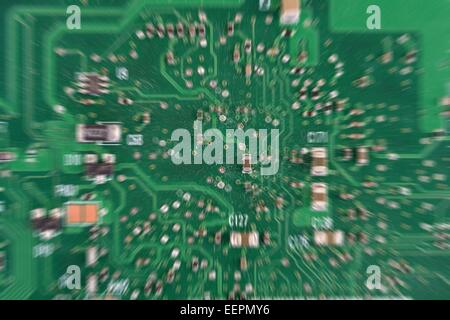 A close up shot of a computers processing board Stock Photo