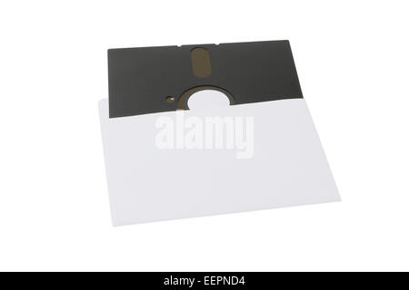 Computer Floppy Disc In Paper Pocket On White Background. Stock Photo