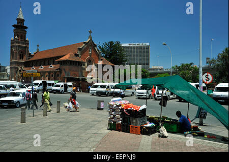 Everyday street scene of life at Dennis Hurley and Fish market streets downtown Durban, KwaZulu-Natal, South Africa Stock Photo