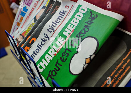 Newspaper stand, Charlie Hebdo, magazine Stock Photo