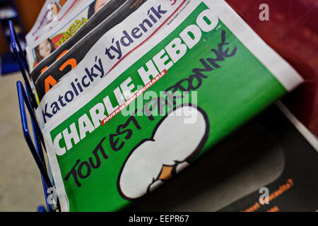 Newspaper stand, Charlie Hebdo, magazine Stock Photo