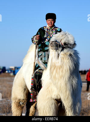 A local Mongolian herdsman on his horse Stock Photo - Alamy