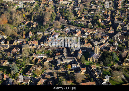 An aerial view showing the centre of the Somerset village of South Petherton Stock Photo