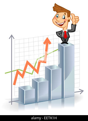 Businessman on the top of chart Stock Photo