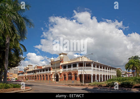Former Queens Hotel on the Strand in Indian colonial-style architecture in Townsville, coast of Queensland, Australia Stock Photo