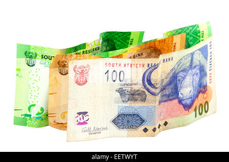 South African bank notes in various denominations Stock Photo