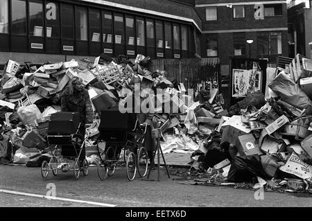 Garbage strike left piles of litter and garbage in Central London Streets during the 1979 Winter of discontent UK Stock Photo