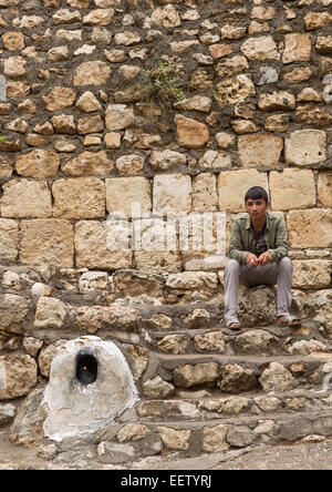 Yezedi Refugee From Sinjar Living In Lalesh Temple, Kurdistan, Iraq Stock Photo