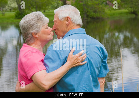 Senior couple kissing Stock Photo