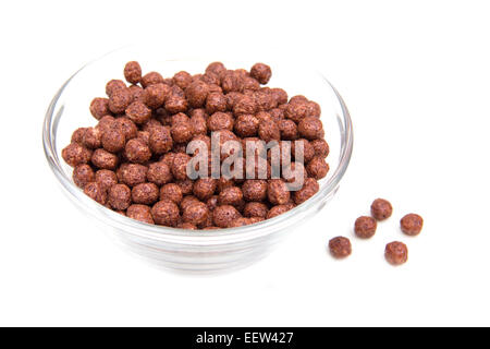 Bowl with chocolate cereal on white background Stock Photo