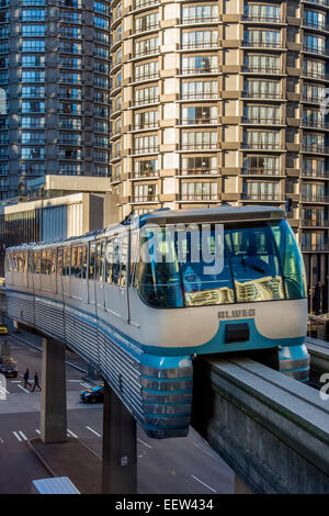 Seattle Center Monorail at Westlake, Seattle, Washington, USA Stock Photo