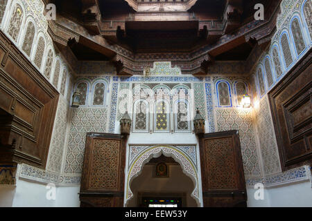 Traditional Moroccan interior of the Dar Jamai, a palace built in 1882, Meknes, Morocco Stock Photo