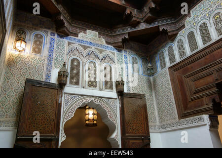 Traditional Moroccan interior of the Dar Jamai, a palace built in 1882, Meknes, Morocco Stock Photo