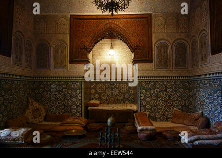 Traditional Moroccan interior of the Dar Jamai, a palace built in 1882, Meknes, Morocco Stock Photo