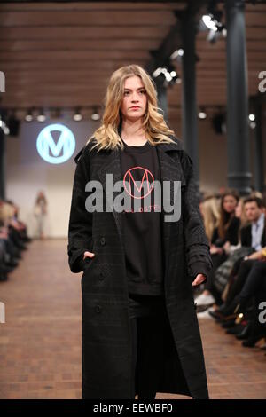 Fashion Week Autum/Winter 2015 in Berlin-Kreuzberg. A model presents collection of Marcel Ostertag © Simone Kuhlmey/Pacific Press/Alamy Live News Stock Photo