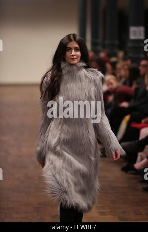 Fashion Week Autum/Winter 2015 in Berlin-Kreuzberg. A model presents collection of Marcel Ostertag © Simone Kuhlmey/Pacific Press/Alamy Live News Stock Photo