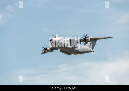 Airbus A400M Atlas F-WWMZ displays during the Royal International Air Tattoo at RAF Fairford airbase in Gloucestershire England Stock Photo