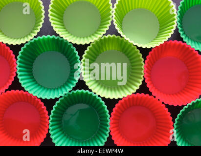 Silicone muffin moulds ready for use. Stock Photo