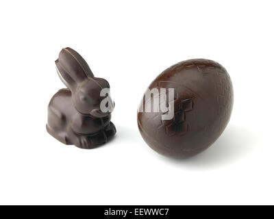 chocolate Easter bunny and egg Stock Photo