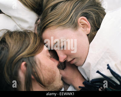 Close up of young couple sleeping. Stock Photo