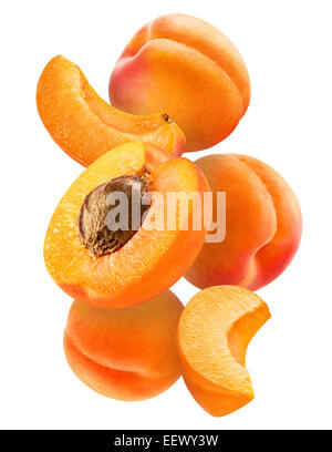 slice apricots isolated on white background. Clipping Path Stock Photo
