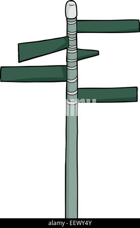 Cartoon blank five way road sign over brown Stock Photo - Alamy