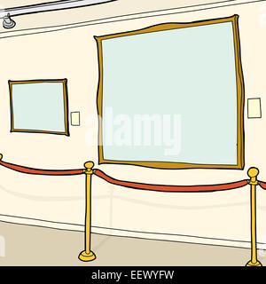 Cartoon art gallery with two blank picture frames Stock Photo