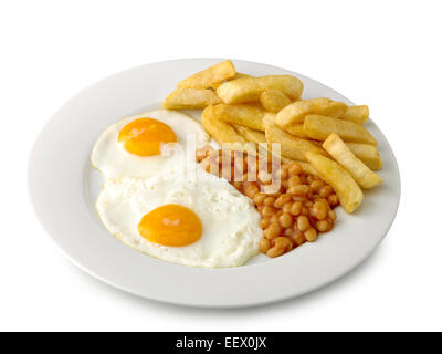 double egg beans and chips Stock Photo