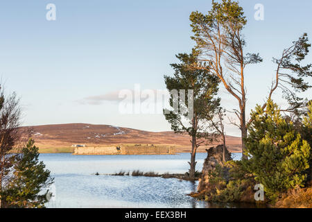 Lochindorb & Castle ruins in Scotland. Stock Photo