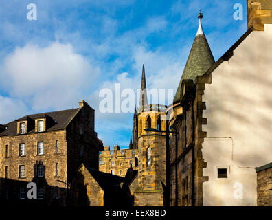 View of traditional stone buildings in the Old Town area of Edinburgh city centre Scotland UK Stock Photo