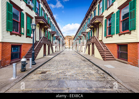 New York City, USA at rowhouses in the Jumel Terrace Historic District. Stock Photo